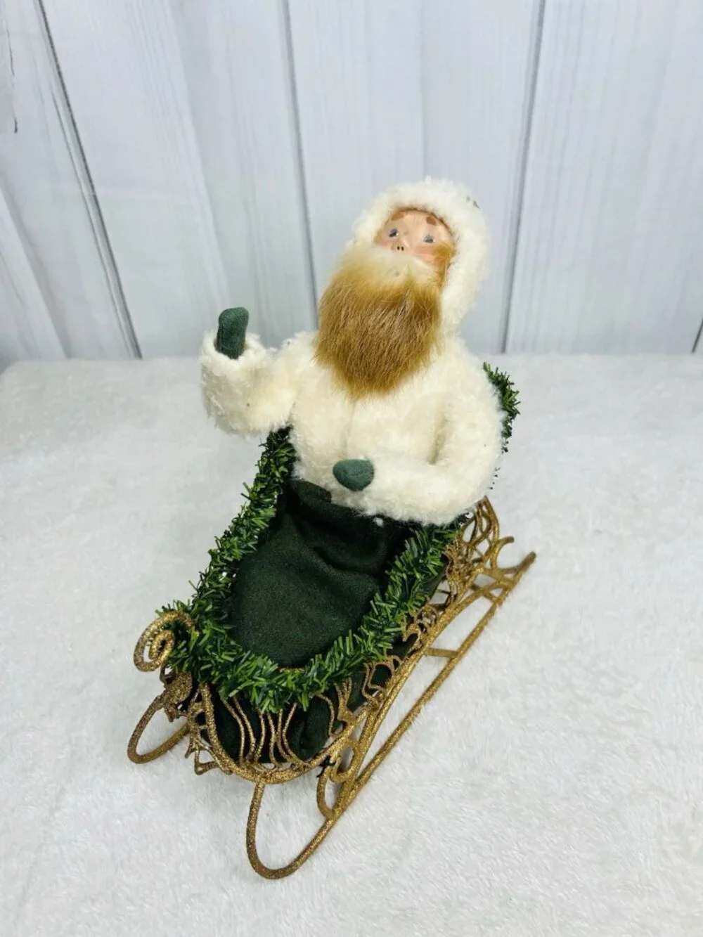 Byers Choice Victorian Santa in Gold Sleigh with Deer 1998 Holiday Traditions